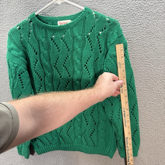 Vintage Kenya Collection Sweater Womens Small Green Crewneck Cable Knit 90s Y2K - Picture 5 of 9